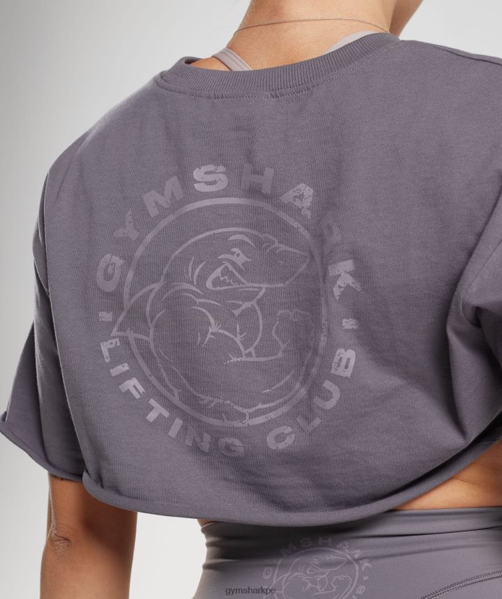 Gymsharktop de encogimiento de hombros heredado mujer gris titanio PFTJ2N494 ropa