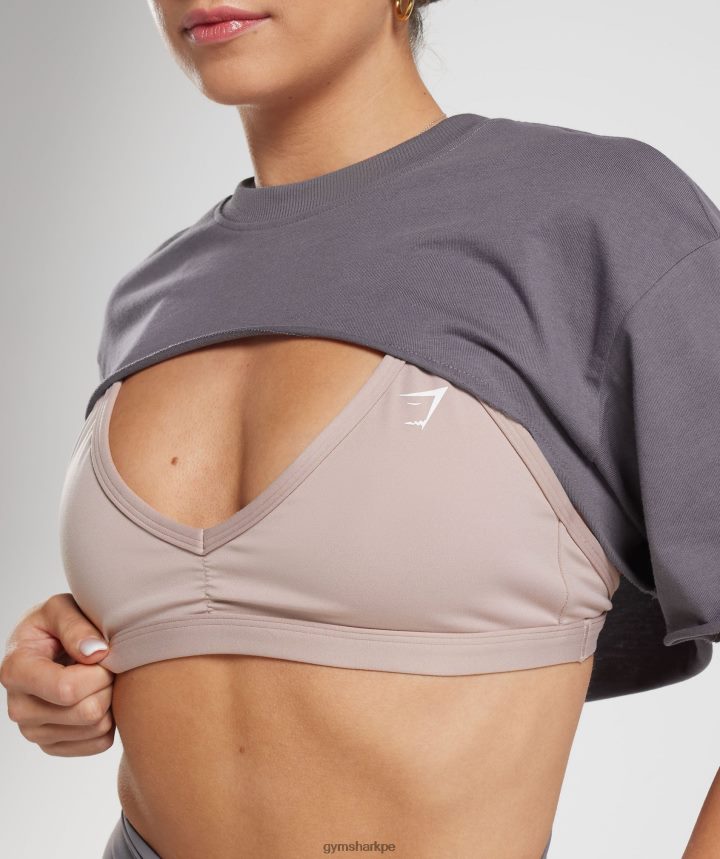 Gymsharktop de encogimiento de hombros heredado mujer gris titanio PFTJ2N494 ropa